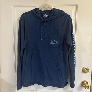 Small Vineyard Vines Blue Blazer Vintage Whale Long-Sleeve Hoodie Tee.  In EUC!